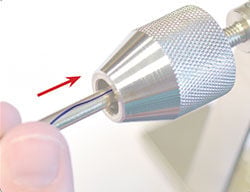 Wire being inserted into tool